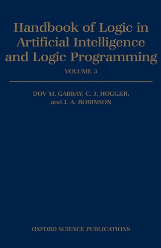Book cover of 'Handbook of Logic in Artificial Intelligence and Logic Programming' with blue background and white text.