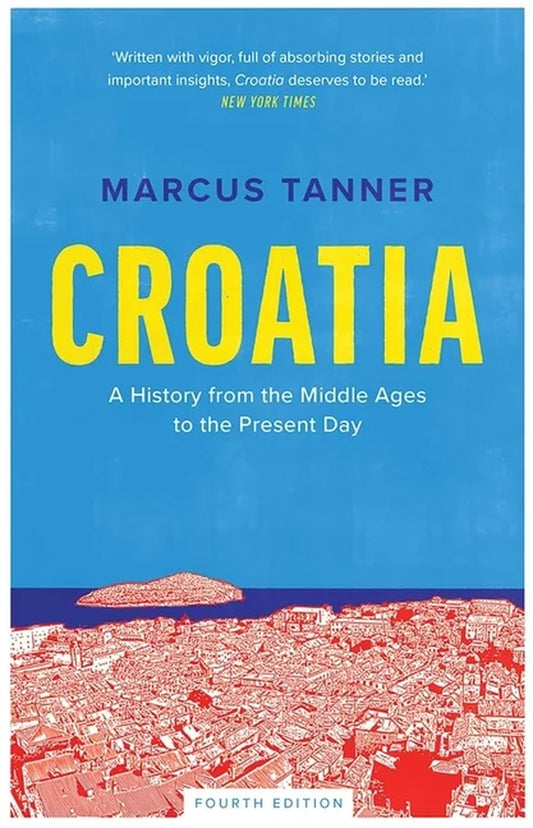 A book cover of 'Croatia: A History from the Middle Ages to Present' by Marcus Tanner, featuring a map and a blue background.