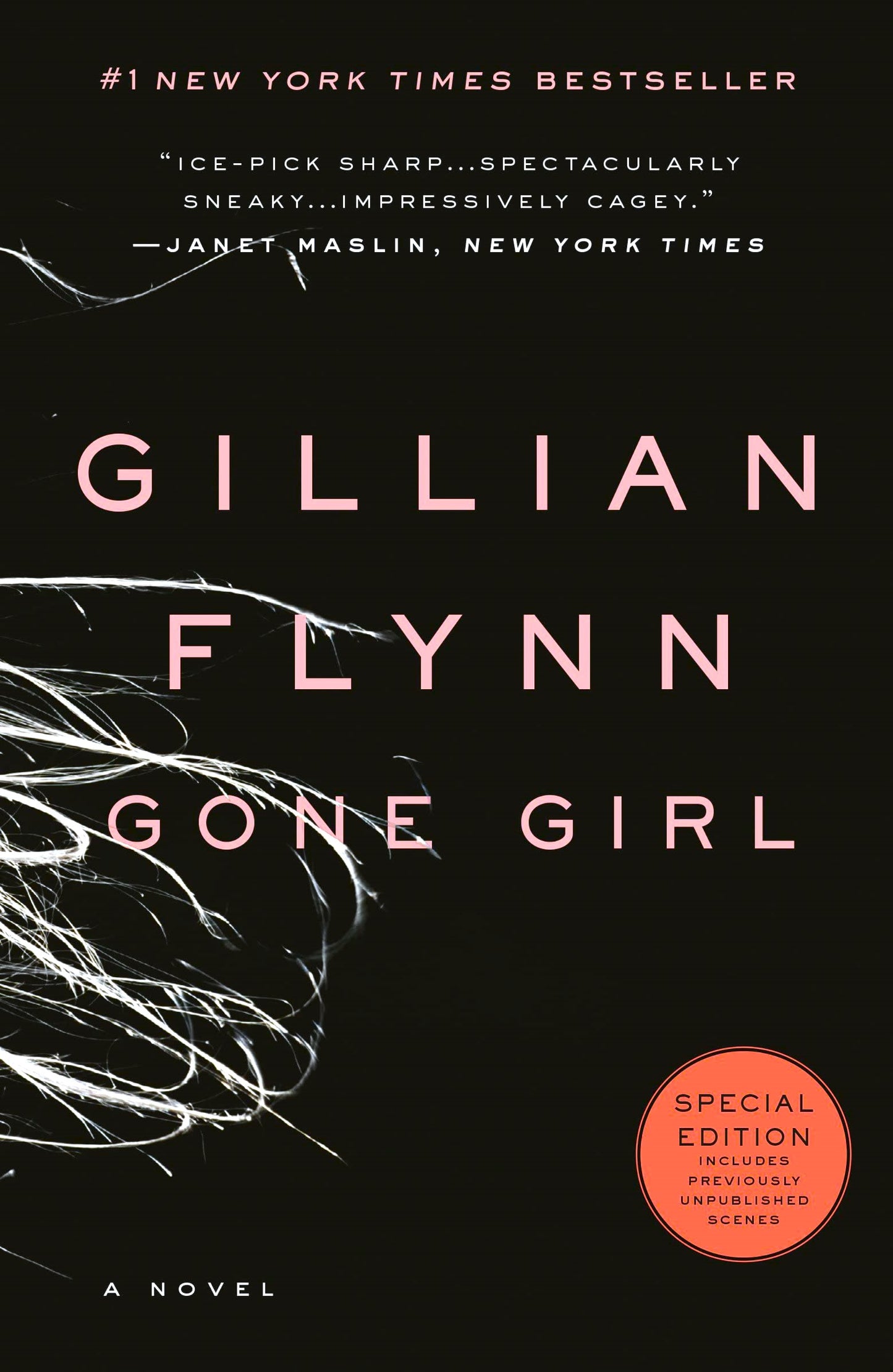 Cover of the novel 'Gone Girl: A Novel' by Gillian Flynn, featuring a shadowed image of a woman's face with the title and author's name at the top.