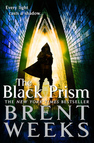 Book cover of 'The Black Prism' by Brent Weeks with a hooded figure and glowing light.