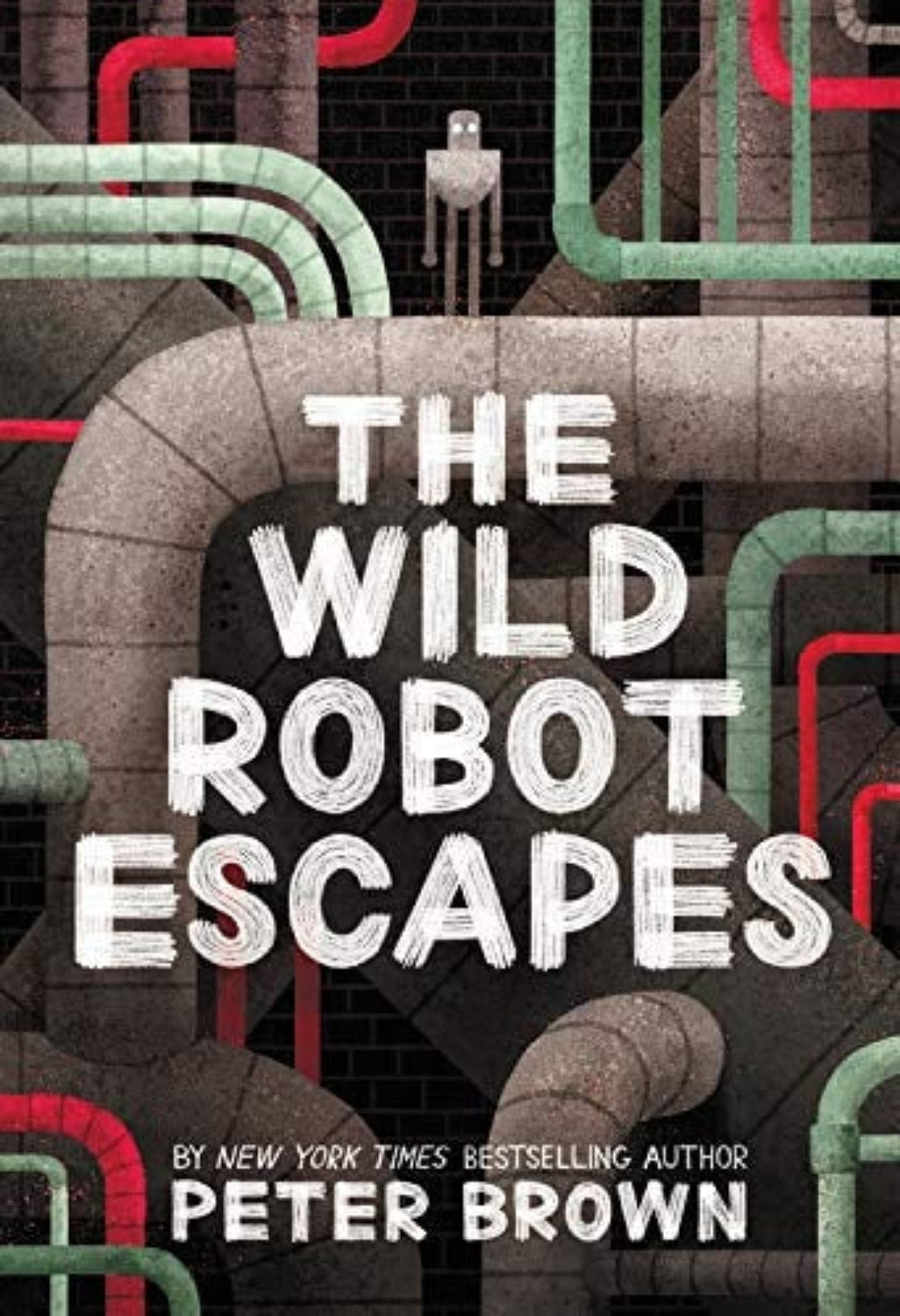 Book cover of 'The Wild Robot Escapes' with industrial design elements.
