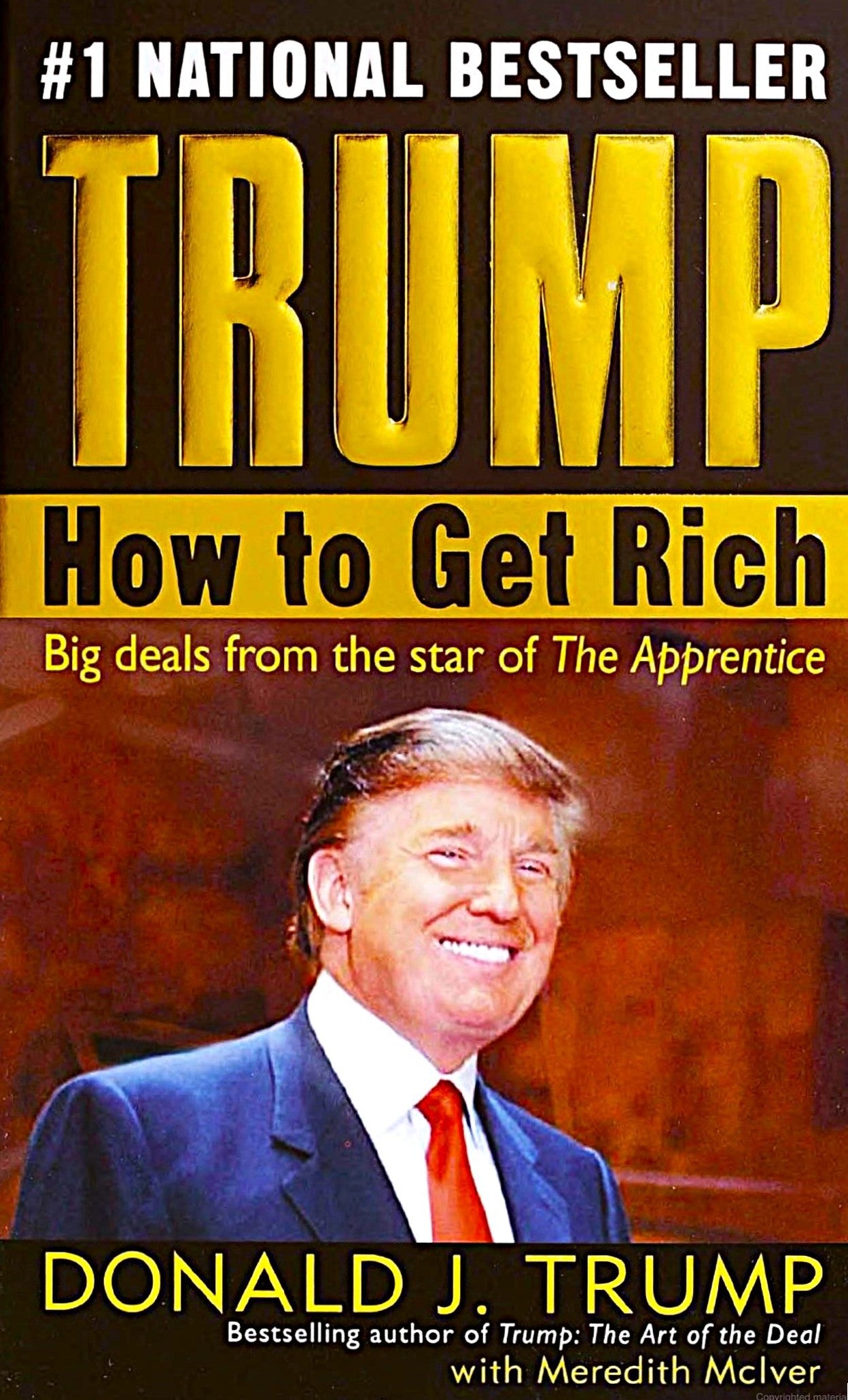 This image features the cover of the book "Trump: How to Get Rich" by Donald J. Trump and Meredith McIver.