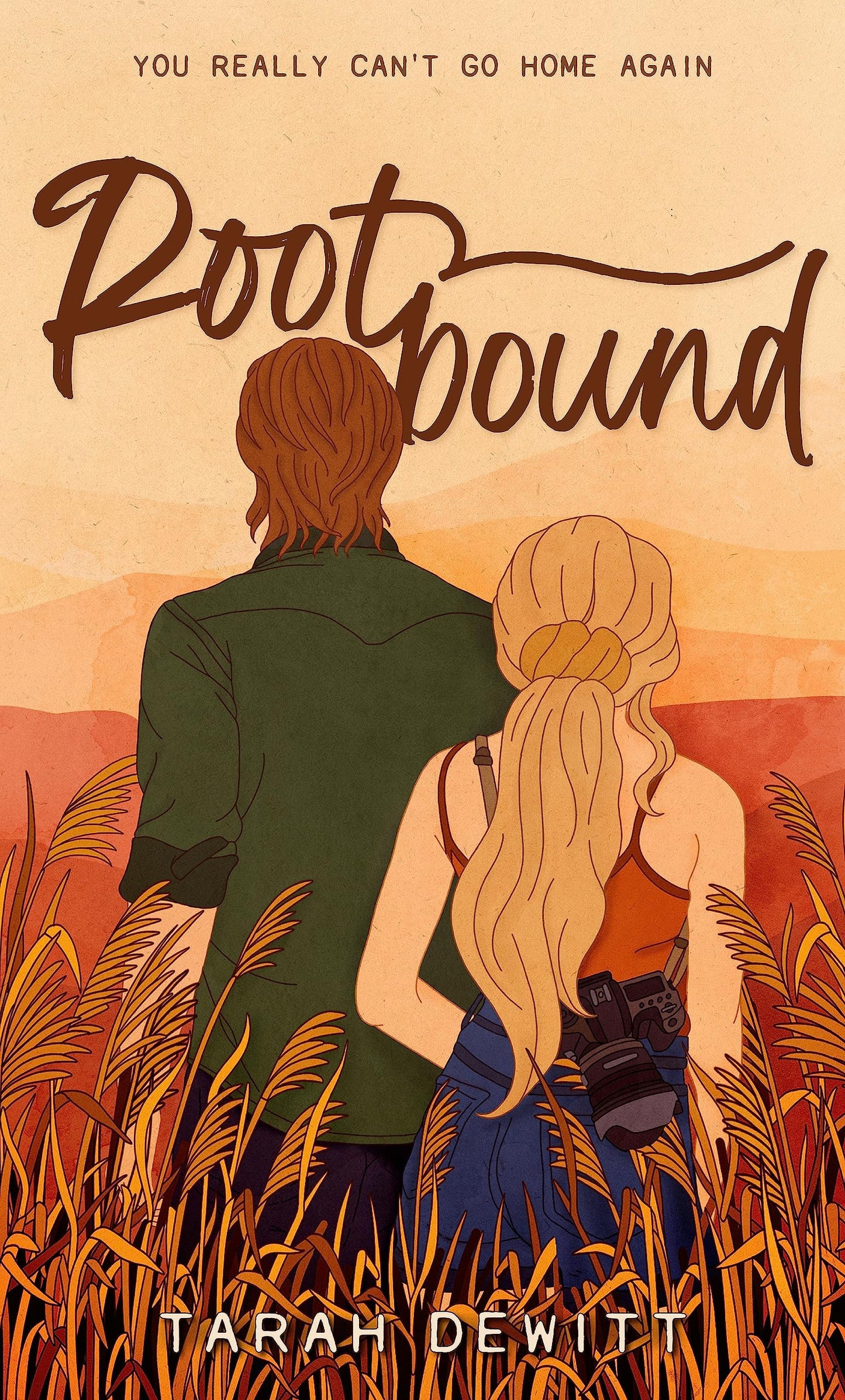 Book cover of 'Rootbound' by Tarah Dewitt featuring two people walking through a field.