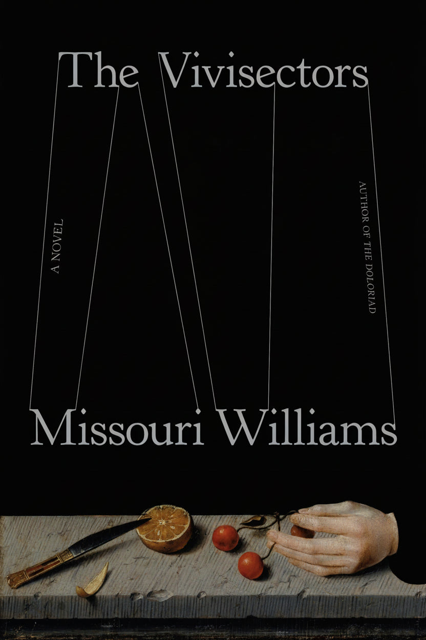 Book cover of 'The Vivisectors' by Missouri Williams with a black background and white text.
