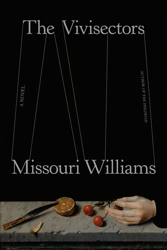 Book cover of 'The Vivisectors' by Missouri Williams with a black background and white text.