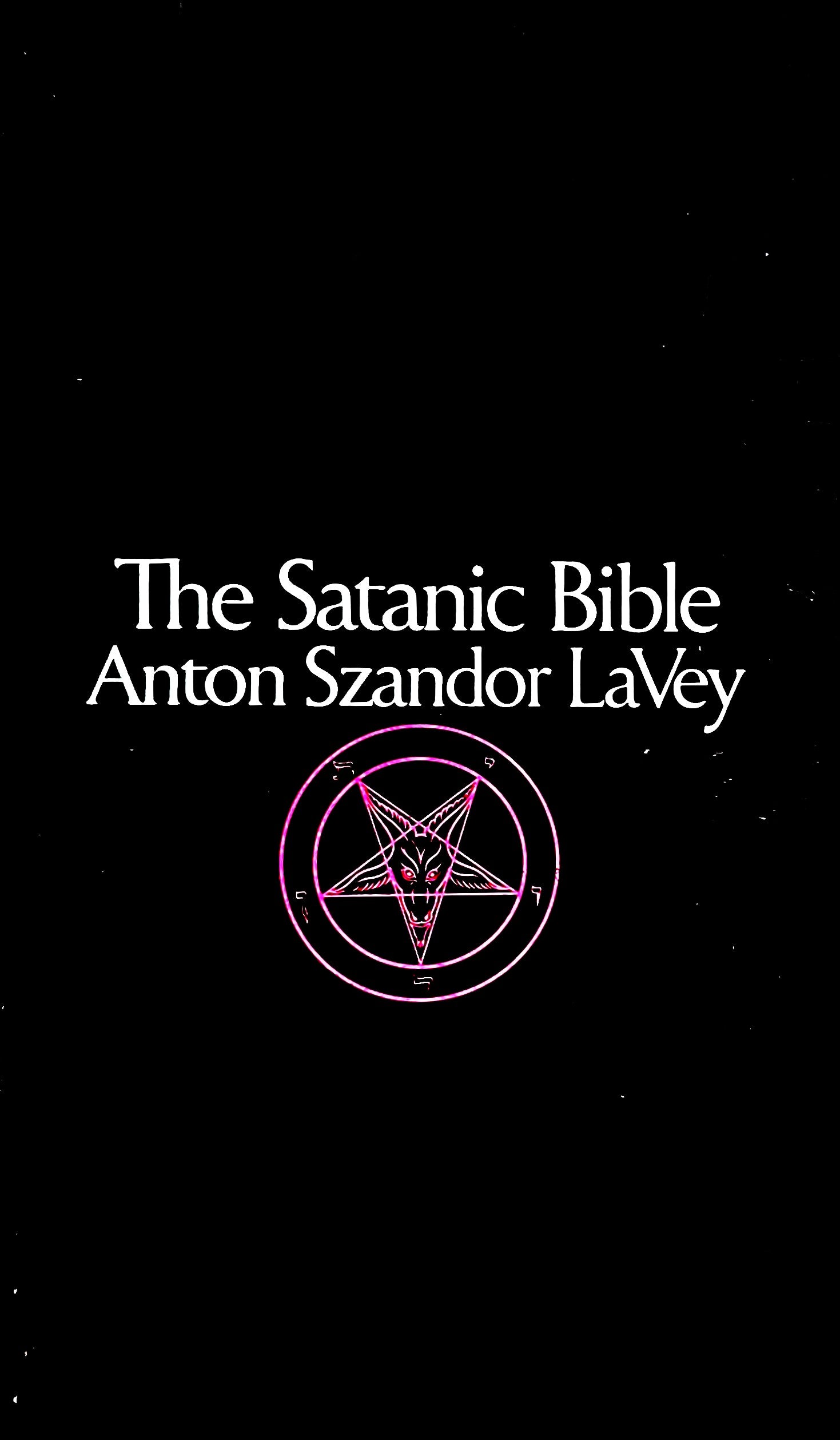Book cover of 'The Satanic Bible' by Anton Szandor LaVey, with a pentagram symbol on a black background