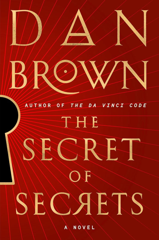 Book cover of 'The Secret of Secrets' by Dan Brown with a red background and keyhole graphic.