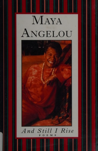 Book cover of 'And Still I Rise' by Maya Angelou with a red border and portrait of the author.