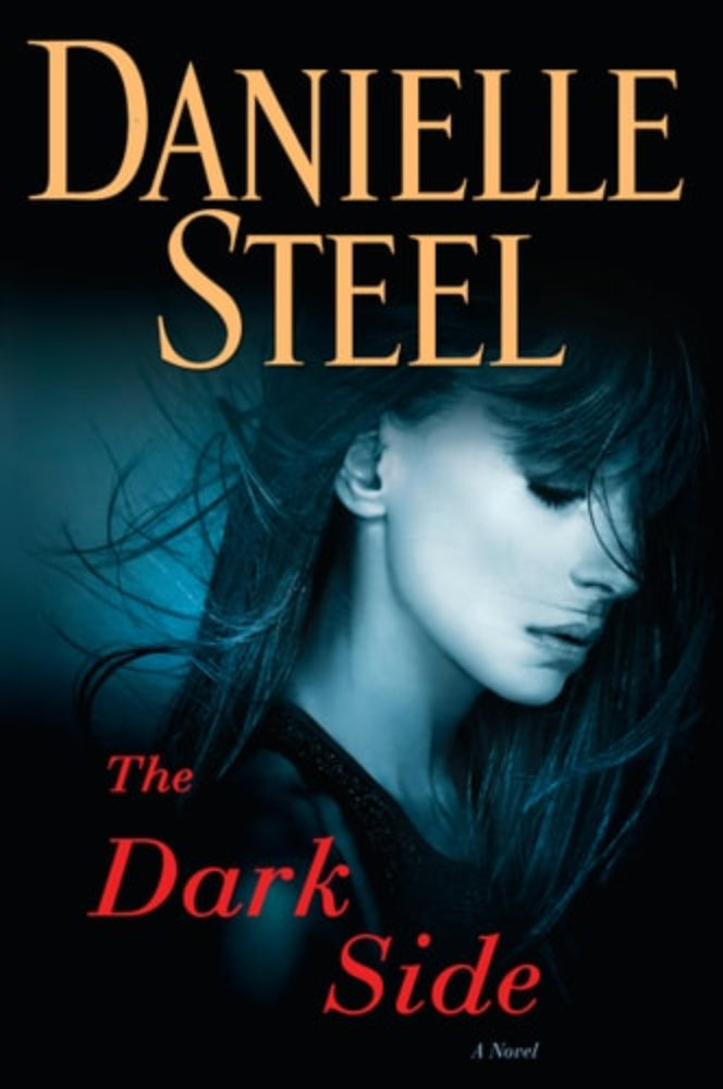 The cover of 'The Dark Side: A Novel' by Danielle Steel, featuring a close-up of a woman's face in a blue hue with the title text overlaid.