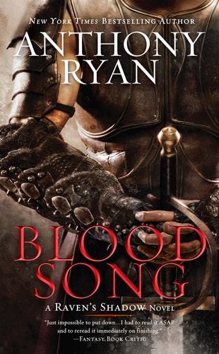 Book cover of 'Blood Song' by Anthony Ryan featuring a warrior holding a sword.