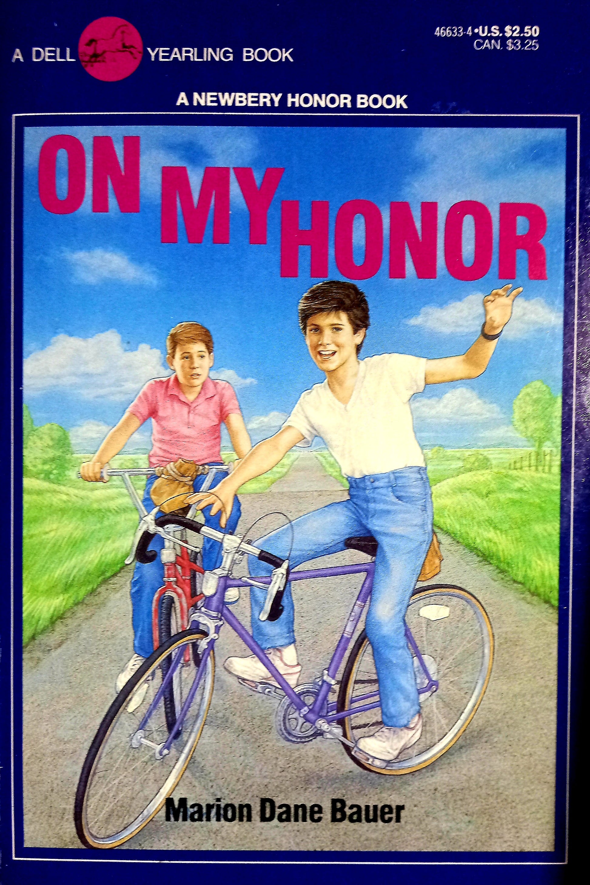 Front cover of "On My Honor" by Marion Dane Bauer — paperback middle‑grade novel about friendship and responsibility (1986).