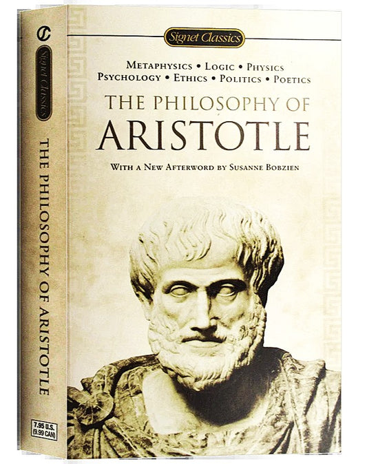 Book cover of The Philosophy of Aristotle with a portrait of Aristotle on the cover.