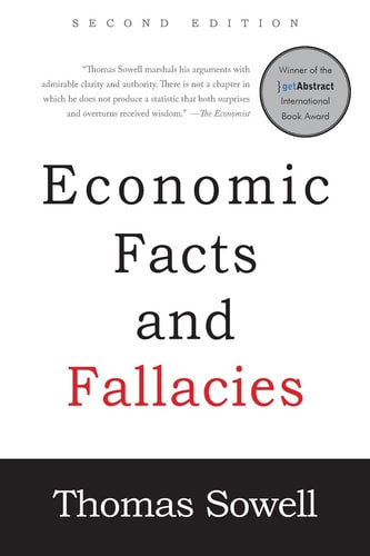 Book cover of 'Economic Facts and Fallacies' by Thomas Sowell with a white background.