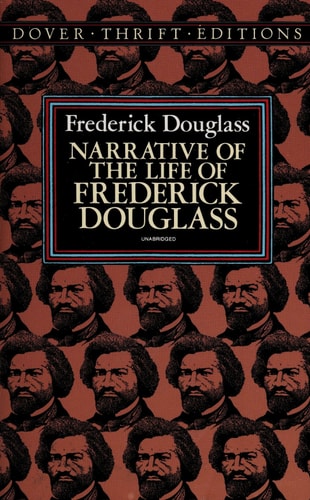 Book cover of 'Narrative of the Life of Frederick Douglass' with a pattern of Frederick Douglass' face.