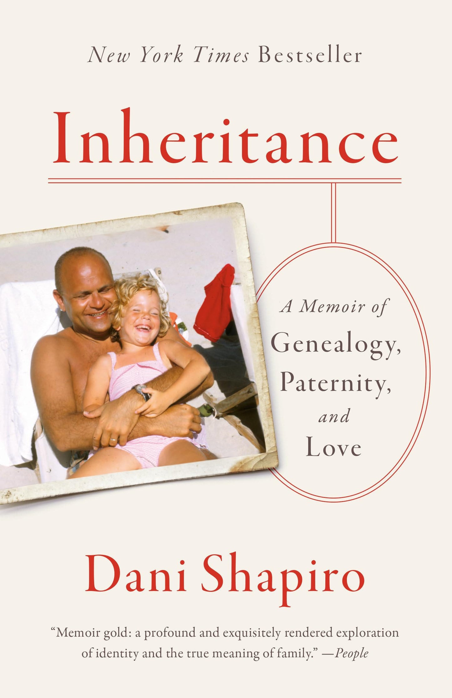 Book cover of 'Inheritance' by Dani Shapiro with a photo of a man and a child on the cover.