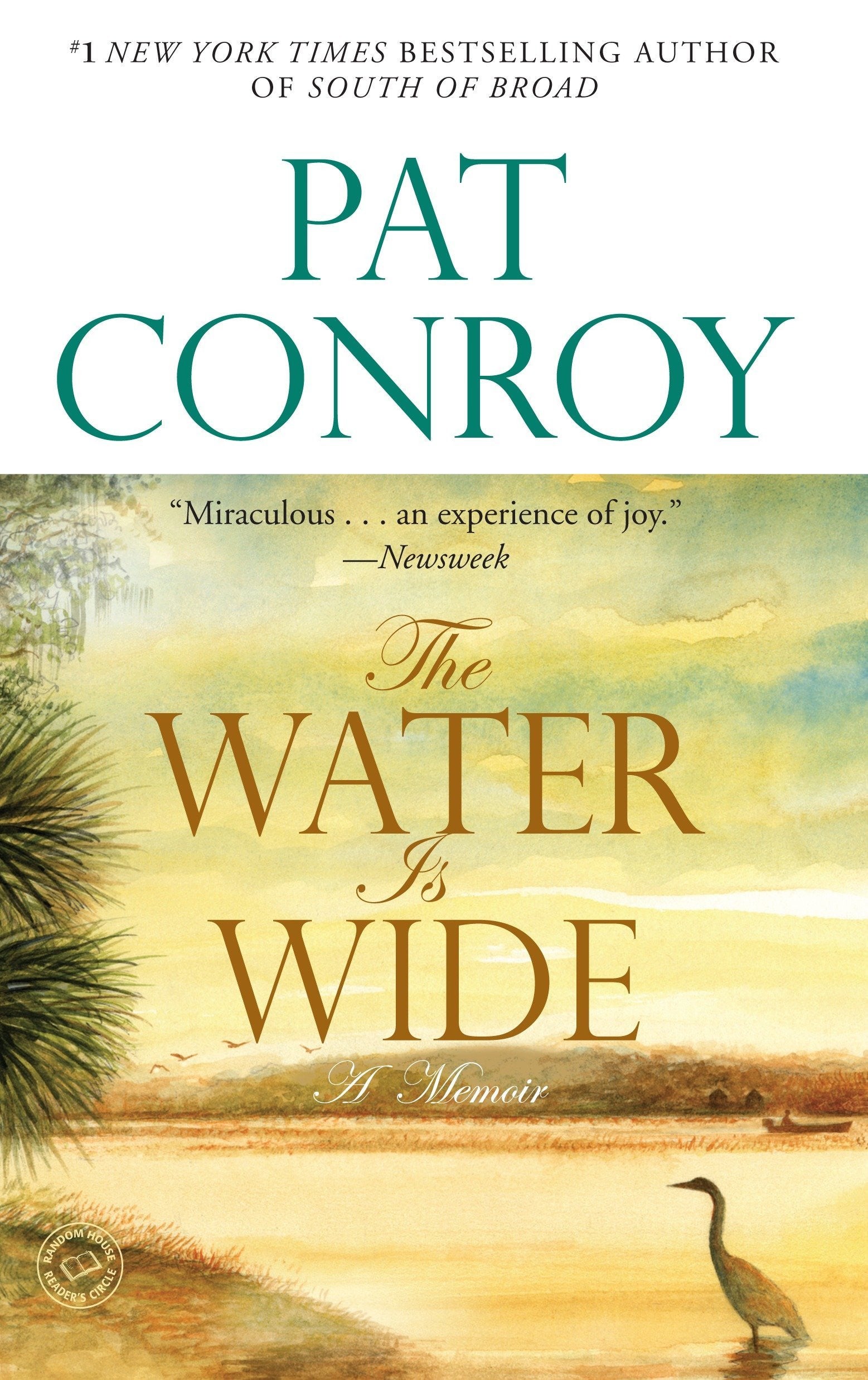 Book cover of 'The Water Is Wide' by Pat Conroy with a beach scene and palm tree.