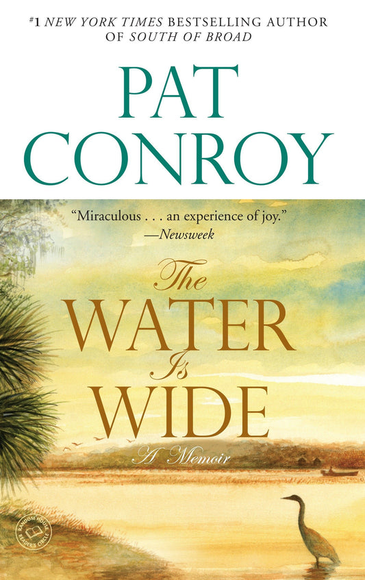 Book cover of 'The Water Is Wide' by Pat Conroy with a beach scene and palm tree.