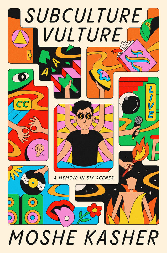 Book cover of 'Subculture Vulture' by Moshe Kasher with colorful design elements.