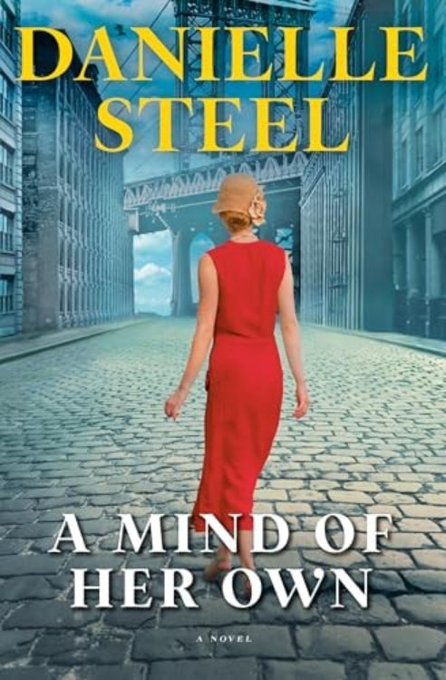 The cover features a woman in a red dress walking down a cobblestone street, with a buildings and a blue sky in the background. The author's name, Danielle Steel, is prominently displayed at the top.