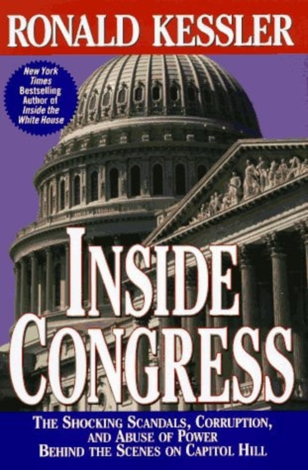 Book cover of 'Inside Congress' by Ronald Kessler with a purple background and Capitol Hill image.