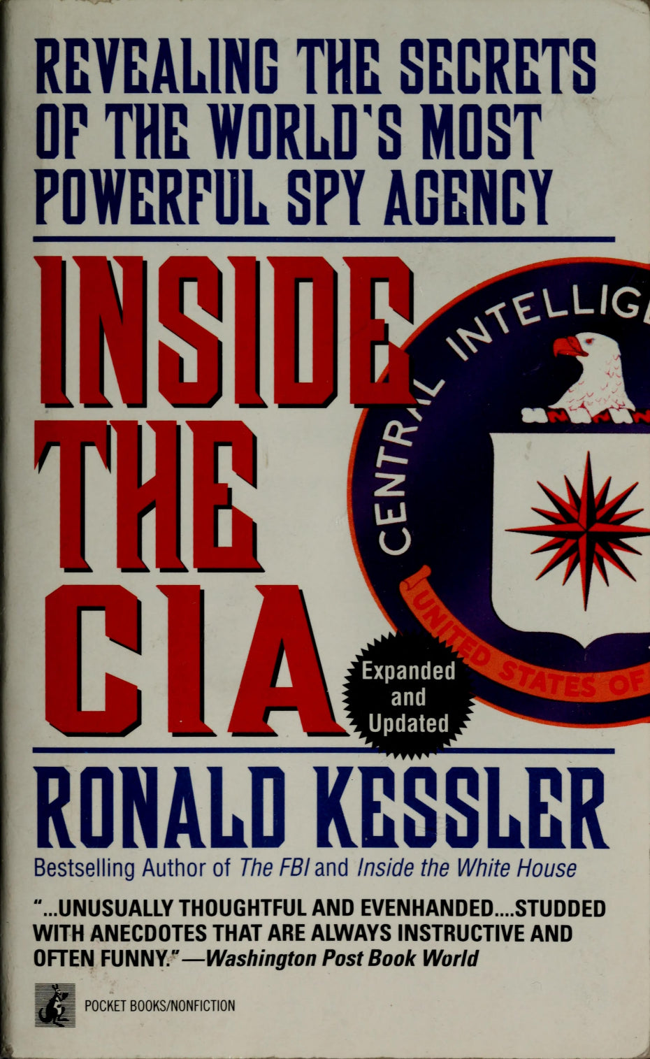 Book cover of 'Inside the CIA' by Ronald Kessler with CIA logo