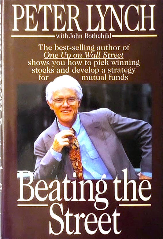Book cover of 'Beating the Street' by Peter Lynch with a portrait of the author.