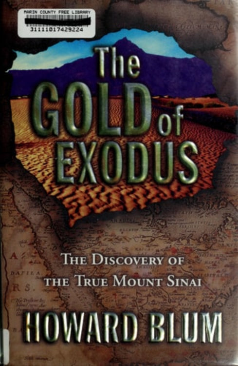 Cover of the book 'The Gold of Exodus' by Howard Blum featuring text and a background image of a mountain landscape.