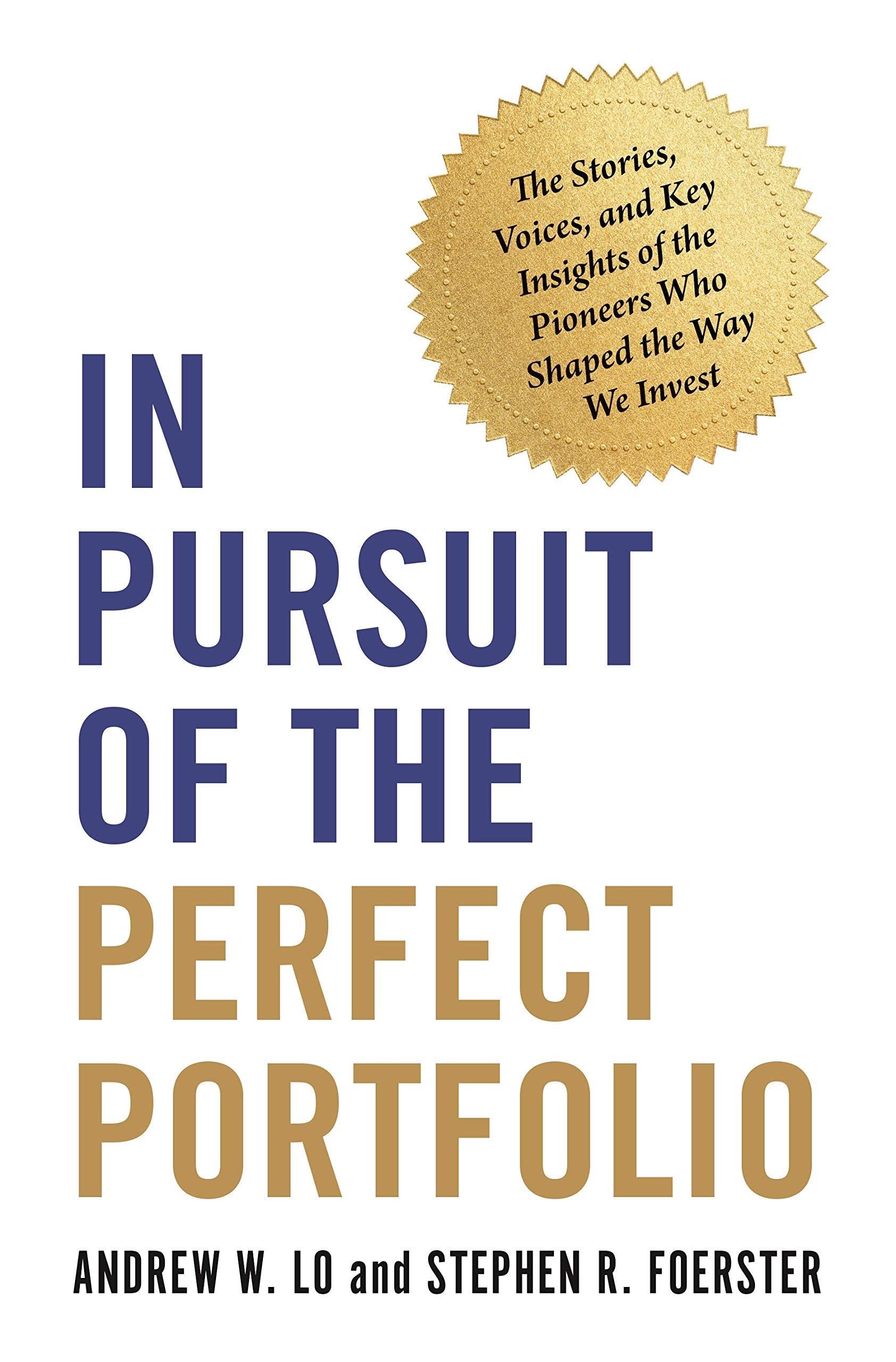 Book cover of 'In Pursuit of the Perfect Portfolio' with text and a gold seal design.