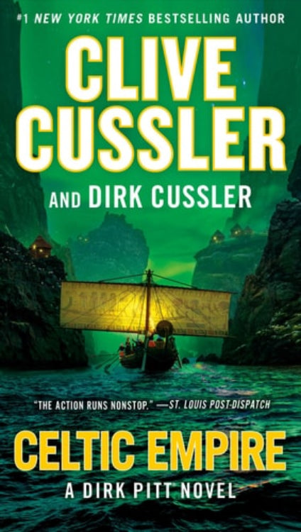 Book cover of 'Celtic Empire' featuring an image of a boat in a tunnel with water around, indicating an adventure setting.