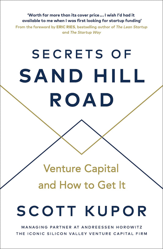 Book cover of 'Secrets of Sand Hill Road' by Scott Kupor with geometric design elements.