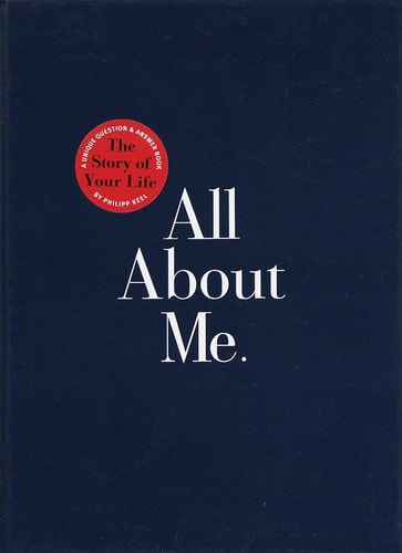 Book cover of 'All About Me' with a red circular logo on a dark blue background