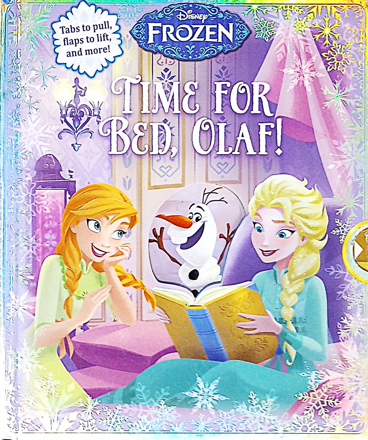 Book cover of 'Time for Bed, Olaf!' featuring characters from Disney's Frozen.