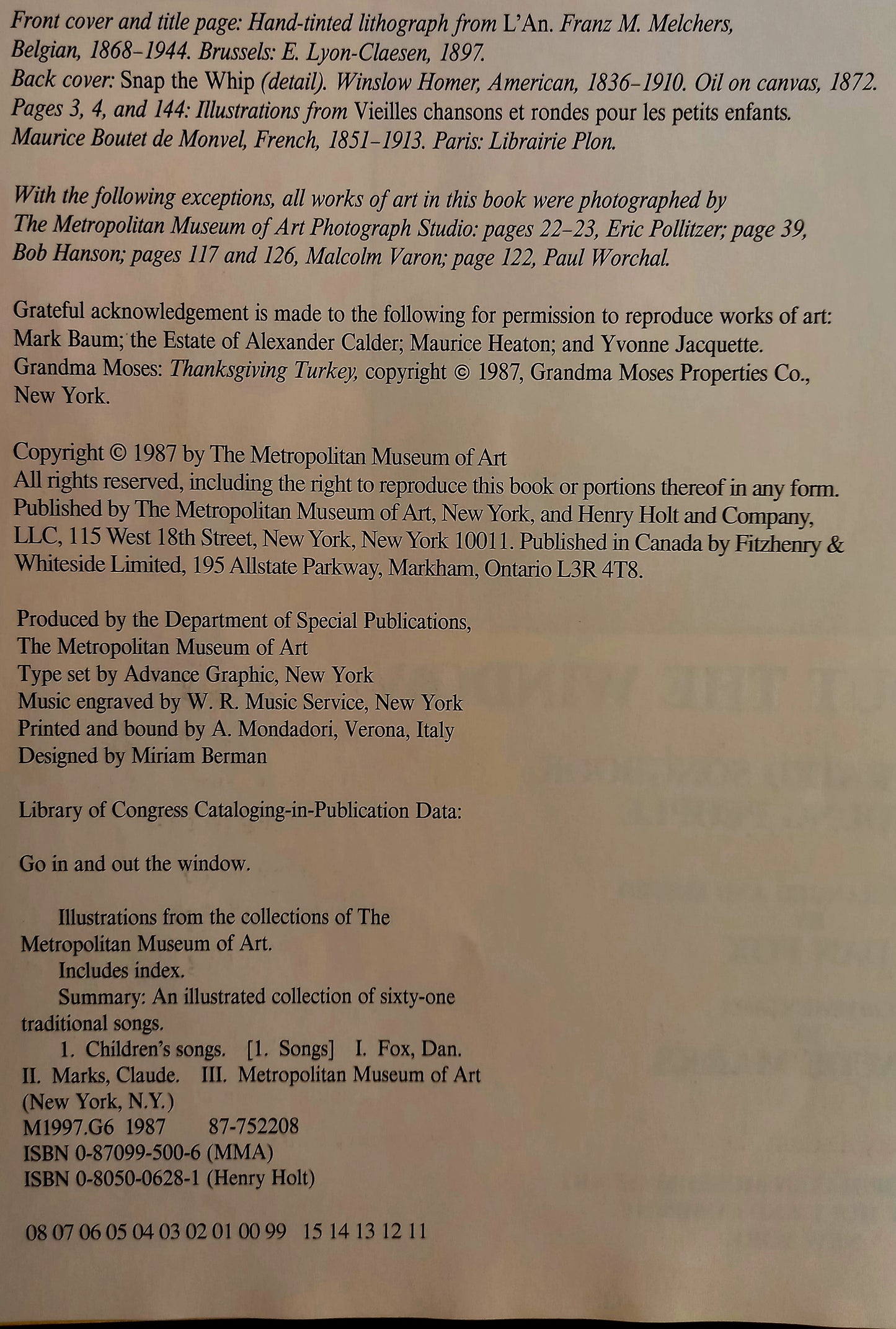 Go In and Out the Window: An Illustrated Songbook For Children by Dan Fox