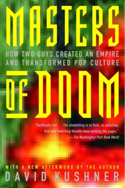 Book cover of 'Masters of Doom' with colorful text design.