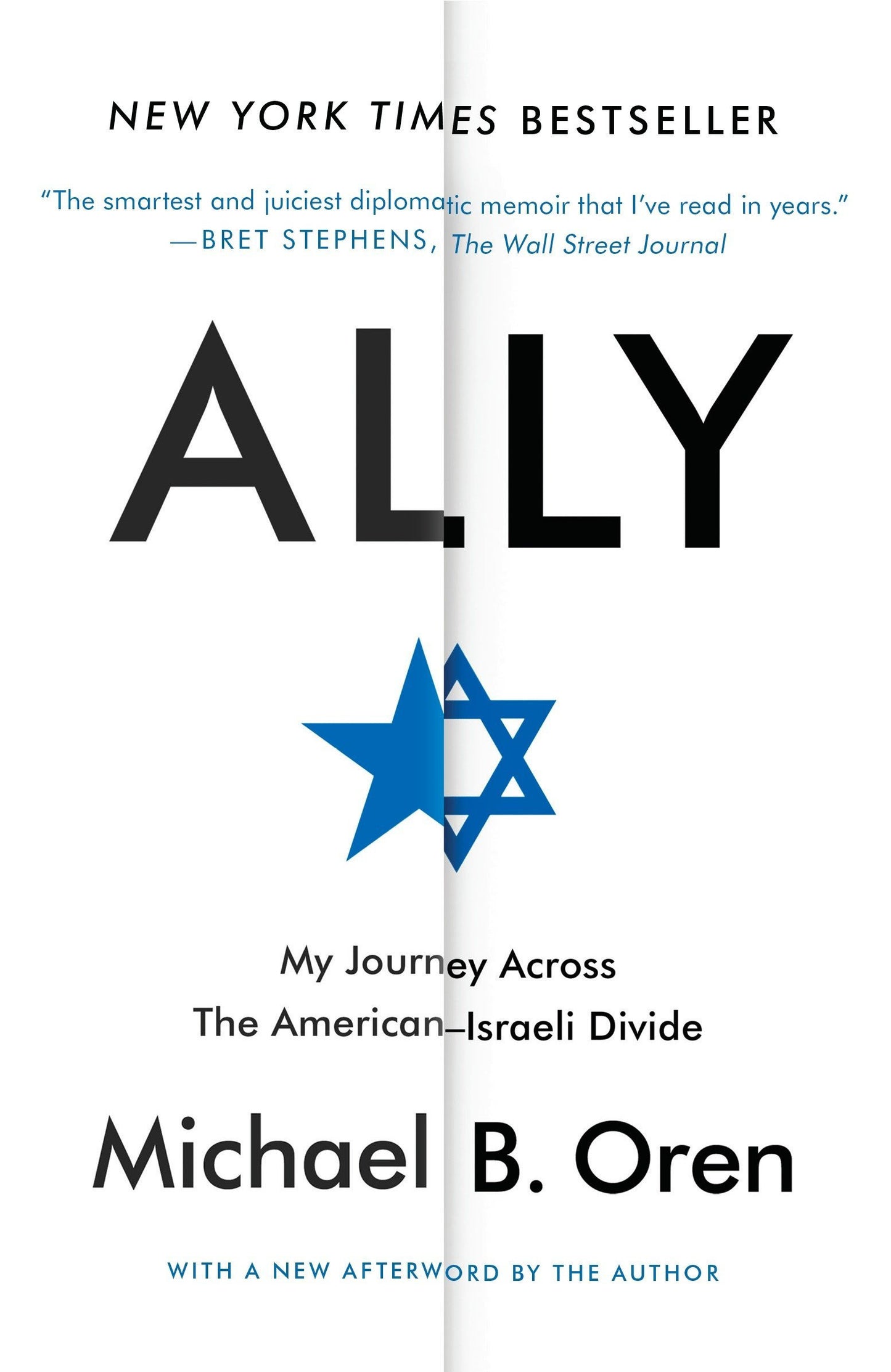 Book cover of 'Ally' by Michael B. Oren with a star of David symbol.