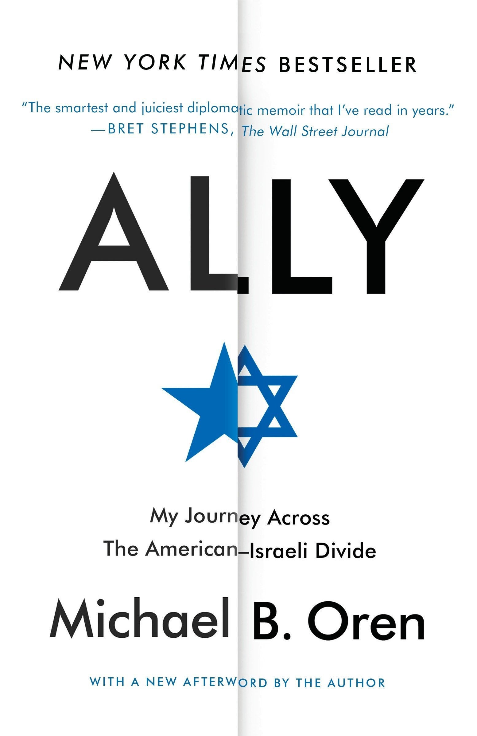 Book cover of 'Ally' by Michael B. Oren with a star of David symbol.
