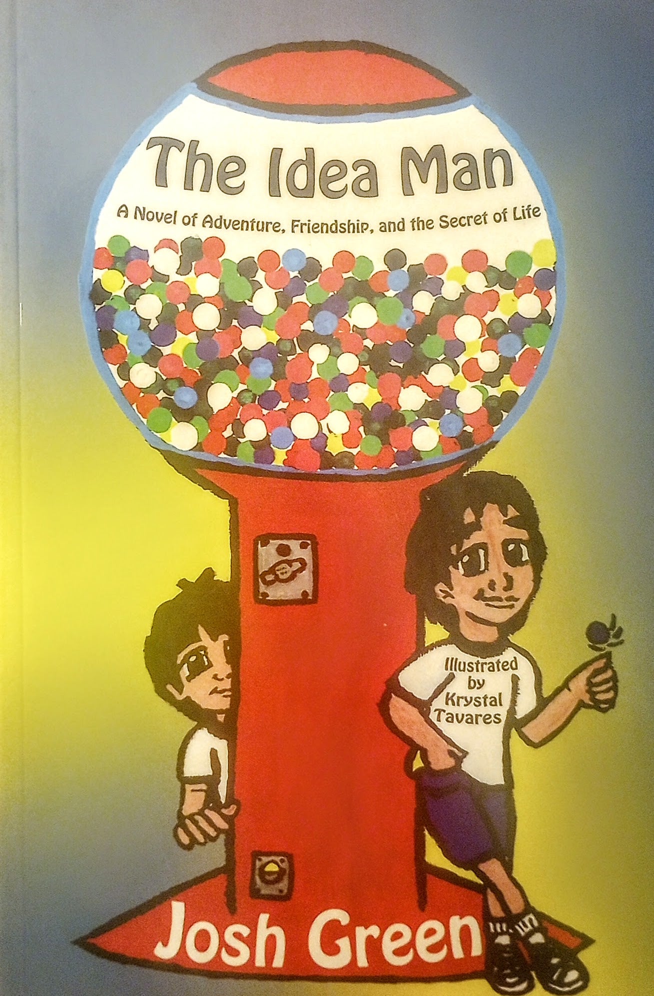 Book cover of 'The Idea Man' by Josh Green featuring a gumball machine illustration.