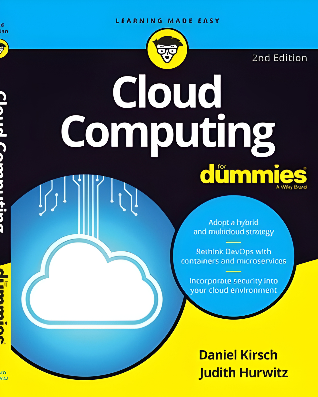 Book cover of "Cloud Computing For Dummies [A Wiley Book]: Second Edition" by Judith S. Hurwitz and Daniel Kirsch with a cloud icon and blue, yellow, and black design.