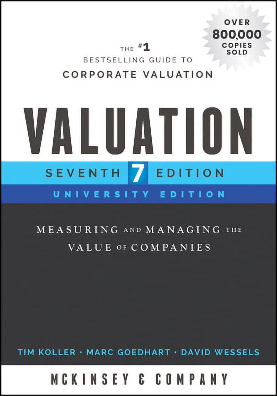 Cover of the book 'Valuation: Measuring and Managing the Value of Companies [Seventh Edition | ISBN: 9781119611868]', University Edition, by McKinsey & Company, featuring the title and author names.