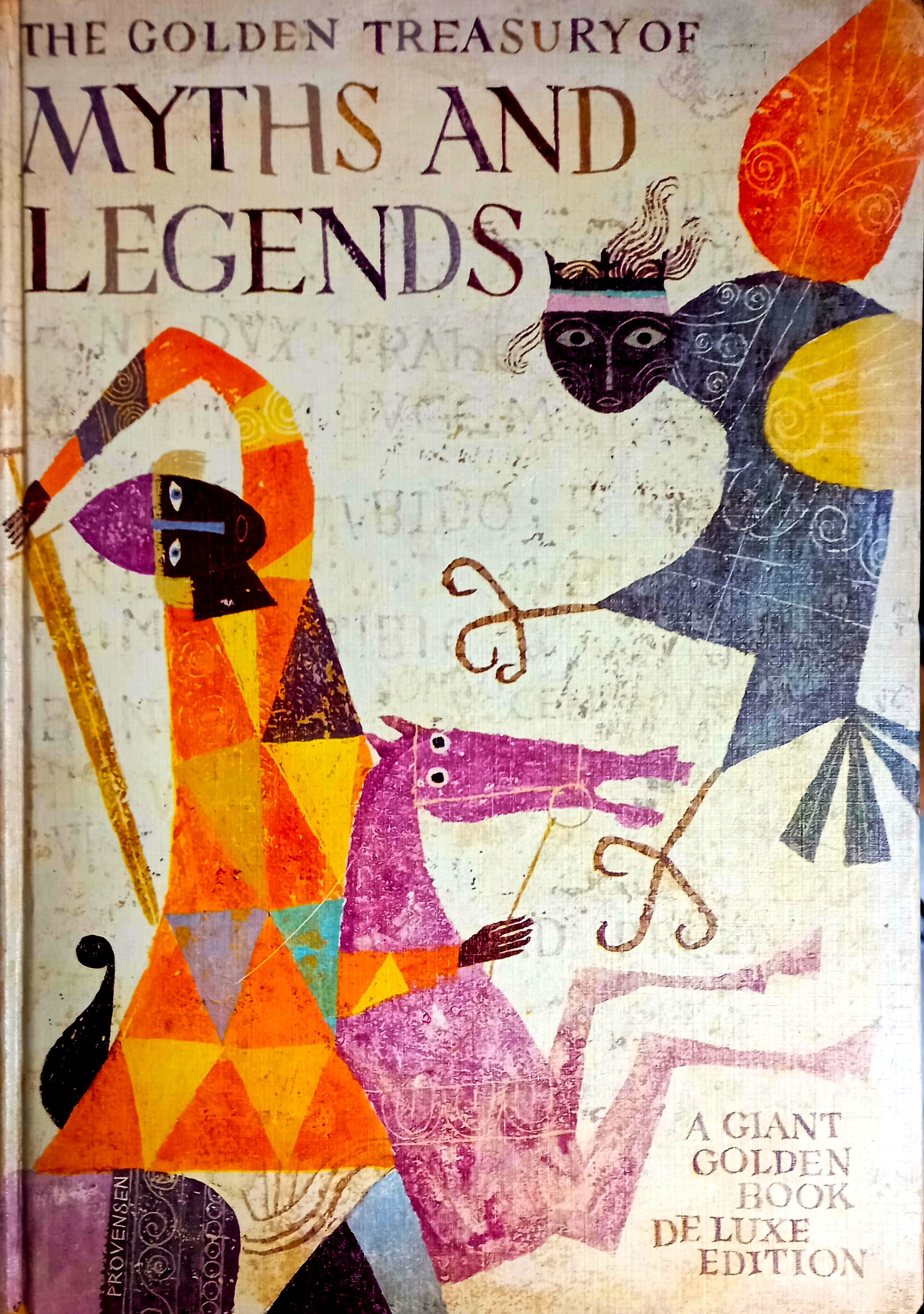 Cover of The Golden Treasury of Myths and Legends featuring colorful illustrations of mythological figures and scenes. The Golden Treasury of Myths and Legends by Anne Terry White 1959 First Edition Original Hardcover (ISBN: 1131232089)
