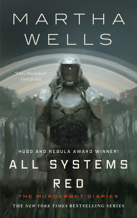Book cover of 'All Systems Red' by Martha Wells featuring a robot in front of a planet.