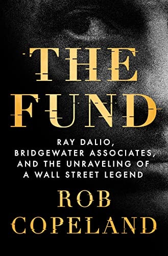 This image features the cover of the book "The Fund" by Rob Copeland. The cover design is straightforward yet striking, with a dark, textured background that provides a bold canvas for the title and author's name.