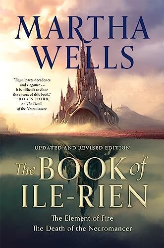 Book cover of 'The Book of Ile-Rien' by Martha Wells with a castle and mountain in the background.