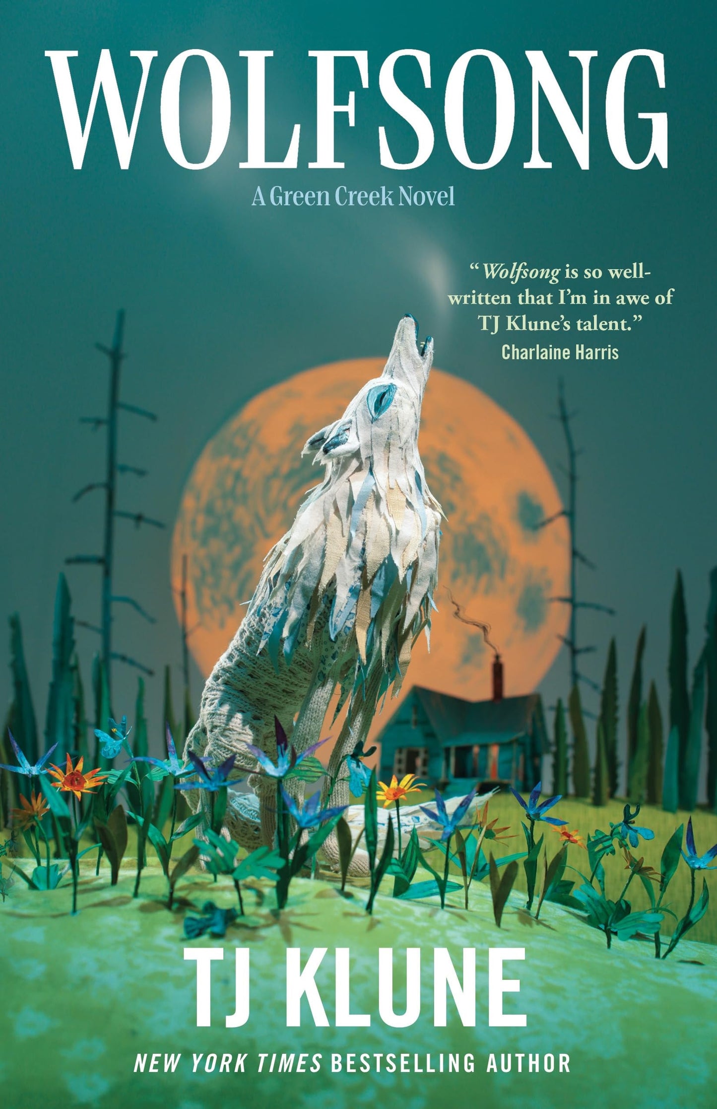 Book cover of 'Wolfsong' by TJ Klune with a wolf and moon illustration.