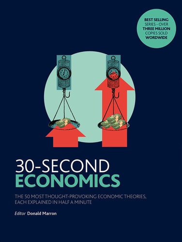 Book cover of '30-Second Economics' with a blue background and title text.