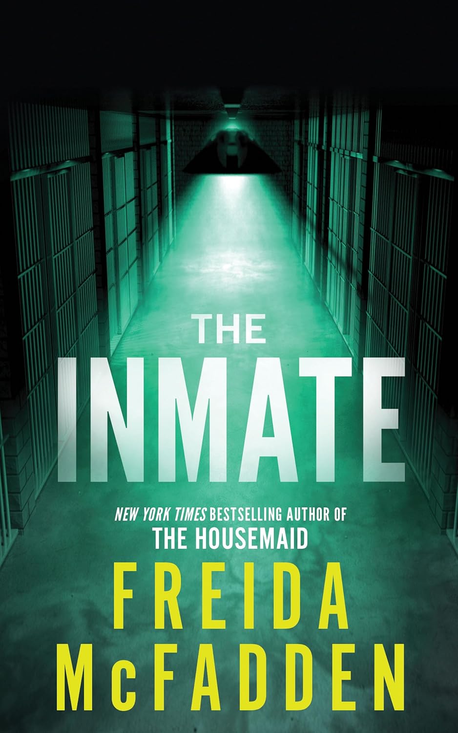 Book cover of 'The Inmate' by Freida McFadden with a prison hallway design.
