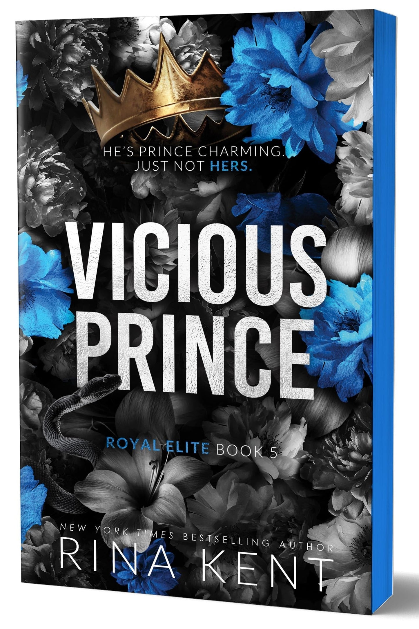 Book cover of 'Vicious Prince' by Rina Kent with floral and crown design.