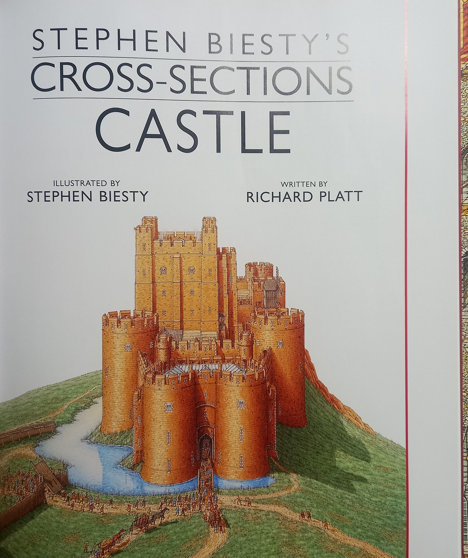Title page of 'Cross-Sections Castle' by Stephen Biesty with a castle illustration.