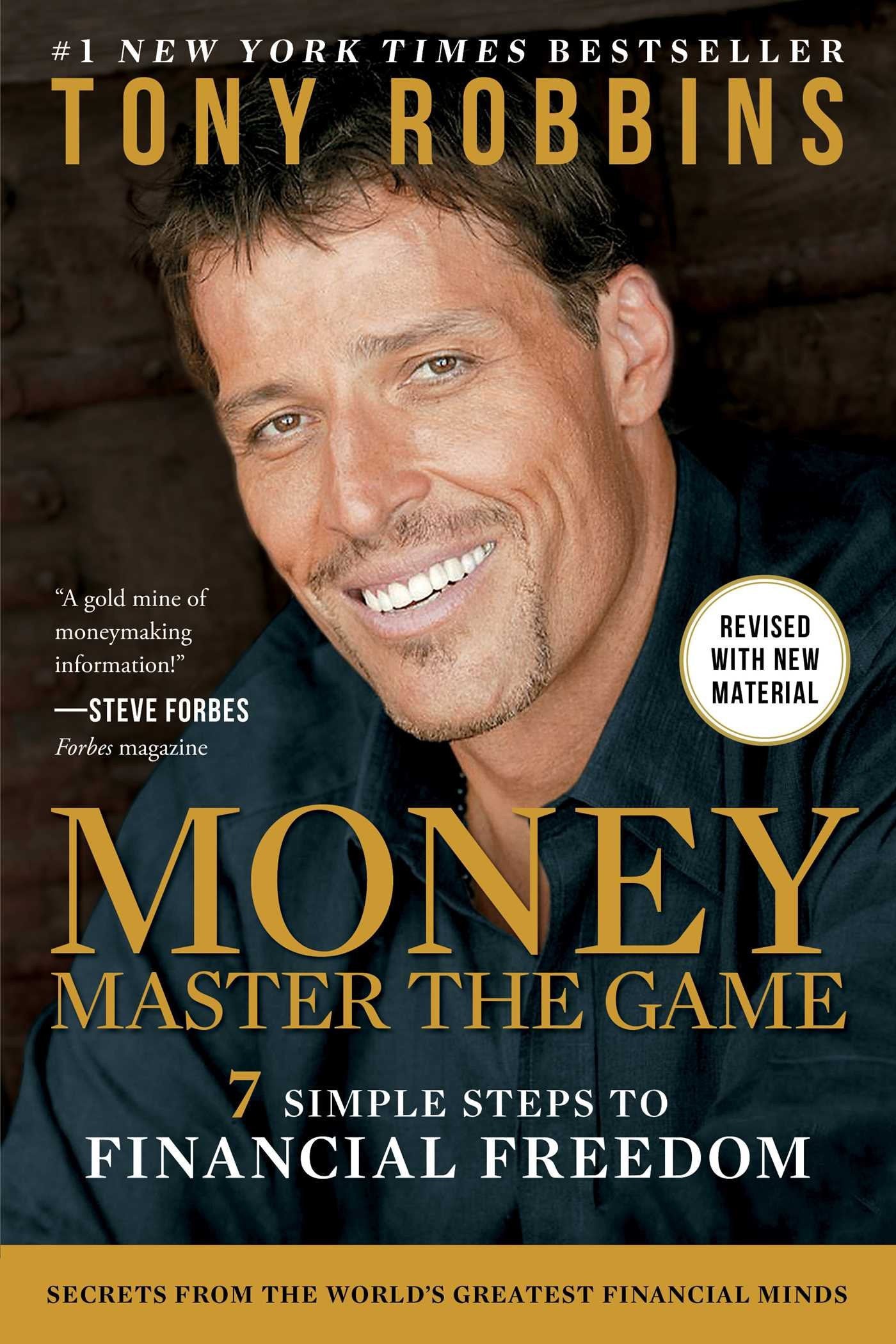 Book cover of 'Money Master the Game' by Tony Robbins with a photo of the author.