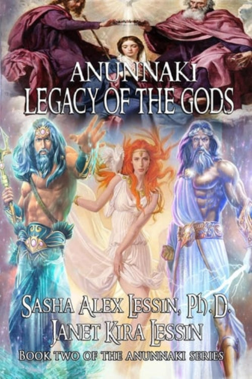 Cover of the book 'Anunnaki Legacy of the Gods' featuring illustrations of ancient deities and a modern depiction of Noah
